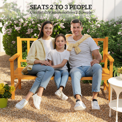 Wooden Bench with Liftable Middle Table, Outdoor Bench, Patio Loveseat for Porch, Garden, Seats 2-3 People