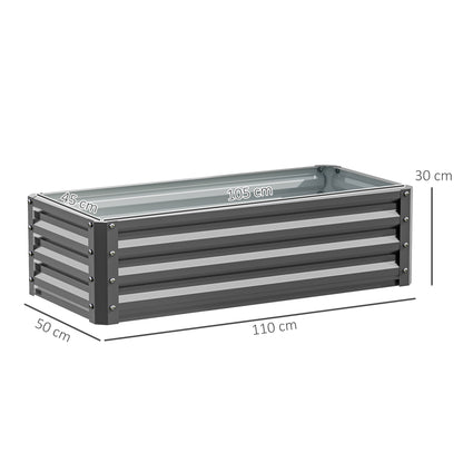 Set of Two 110 x 50cm Steel Planter Boxes - Light Grey