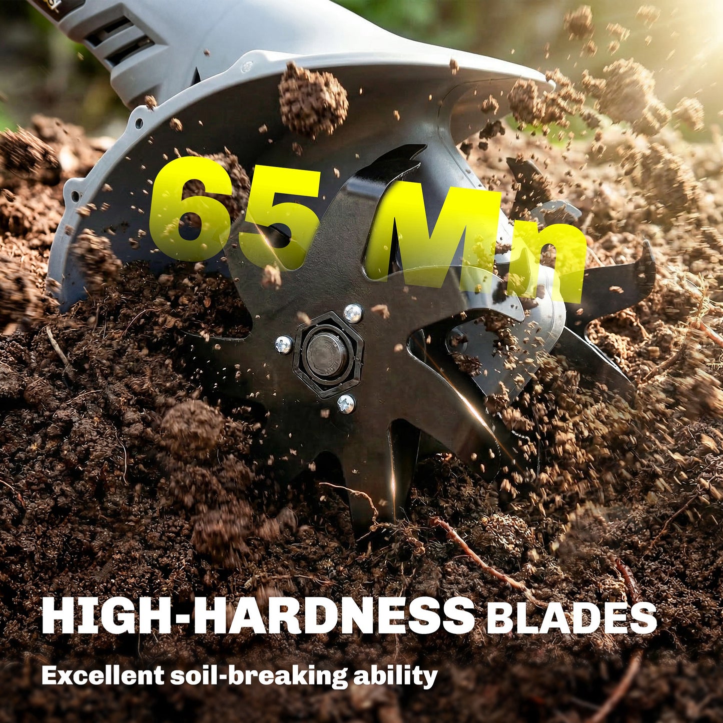 Cordless Tiller, 18V Electric Garden Rotavator with 2 x 4000mAh Batteries, Charger, 20cm Tilling Width & 18cm Depth