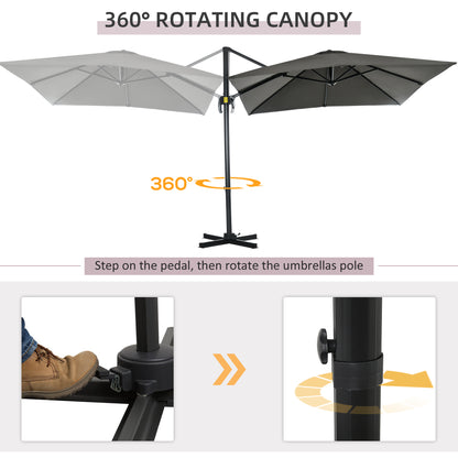 2.5 x 2.5m Patio Offset Parasol Umbrella Cantilever Hanging Aluminium Sun Shade Canopy Shelter 360° Rotation
