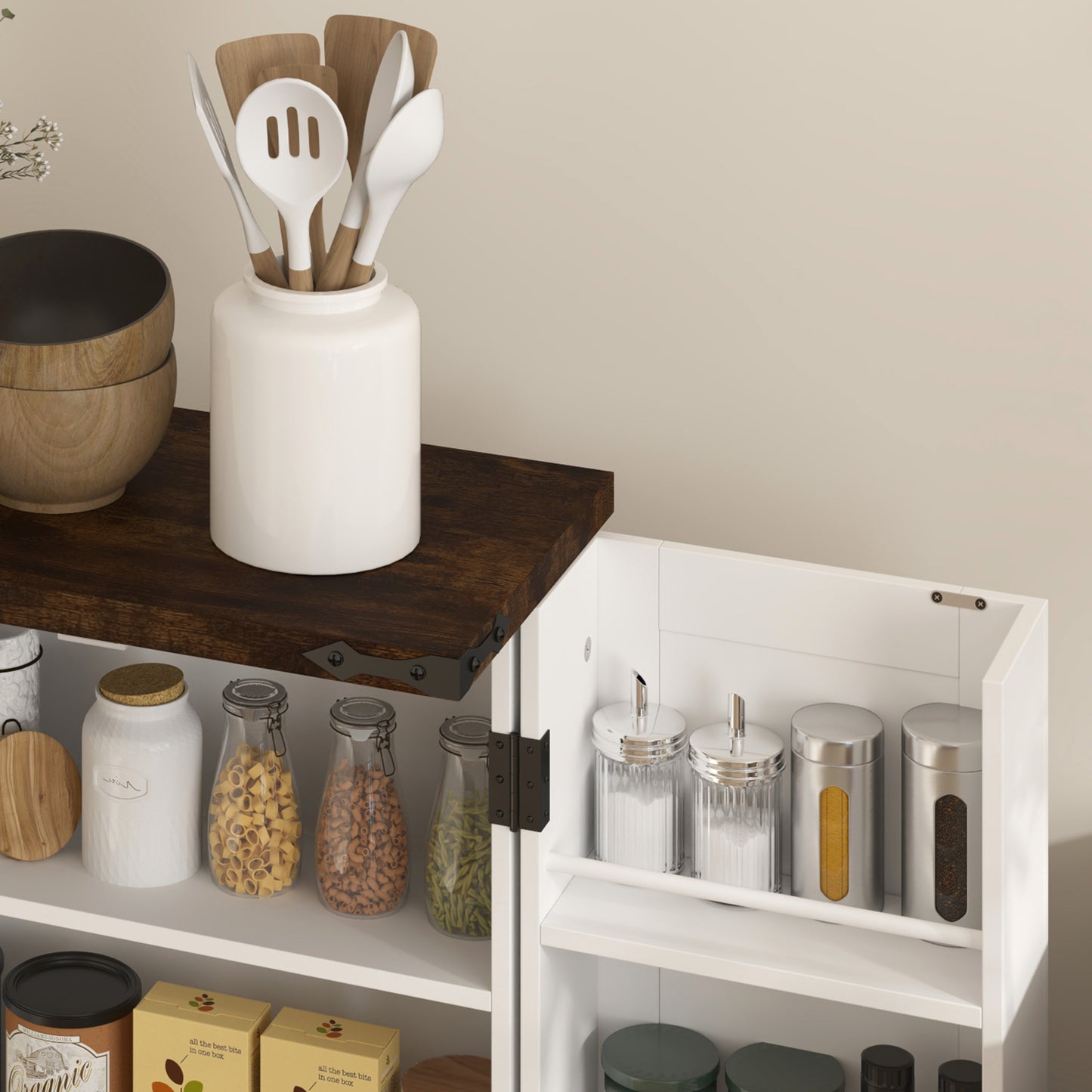 Multi-Storage Farmhouse Style Cabinet - White