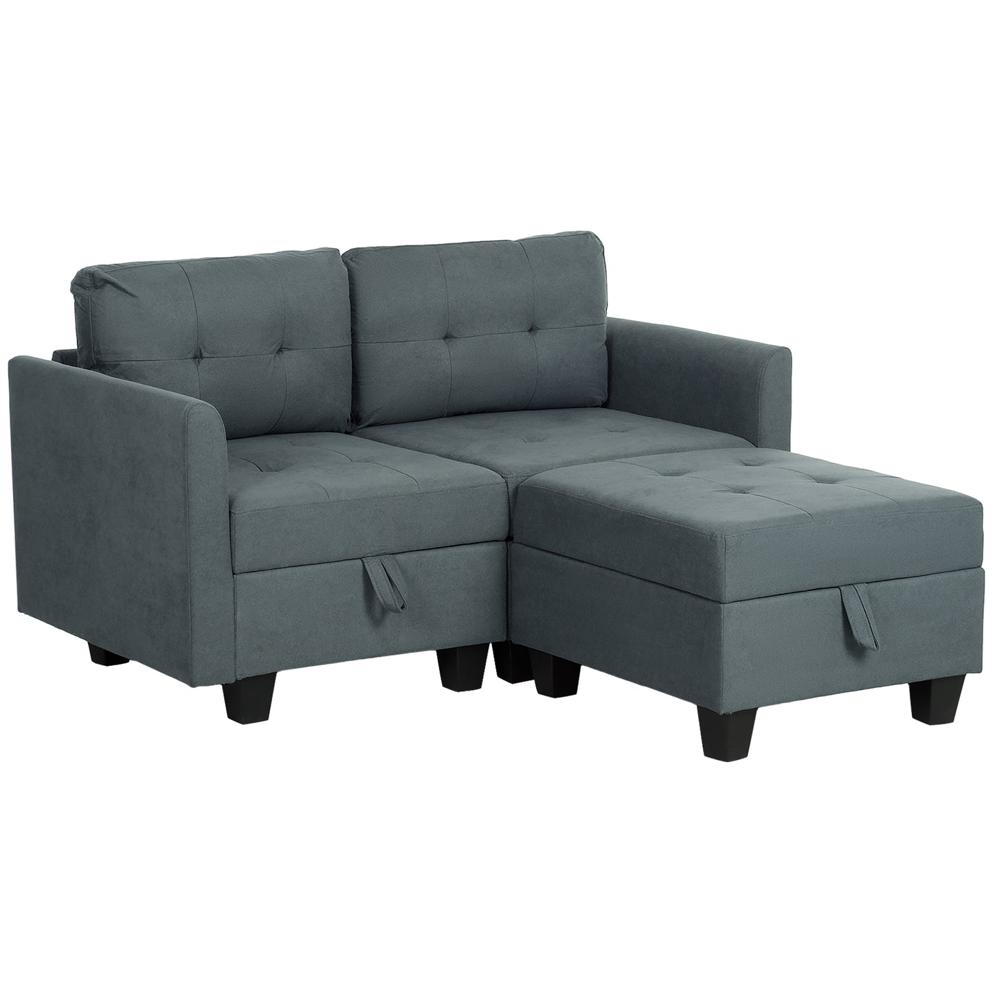 'L' Shape Modular Storage Sofa - Dark Grey