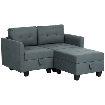 'L' Shape Modular Storage Sofa - Dark Grey