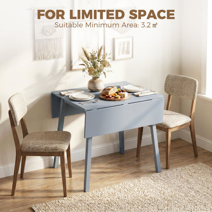 Solid Wood Folding Dining Table, Drop Leaf Table for 2-4 People, Rectangle Kitchen Table