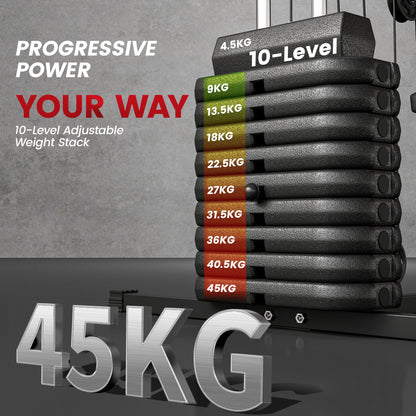 Multifunction Home Gym Machine, with 45kg Weight Stacks, for Strength Training