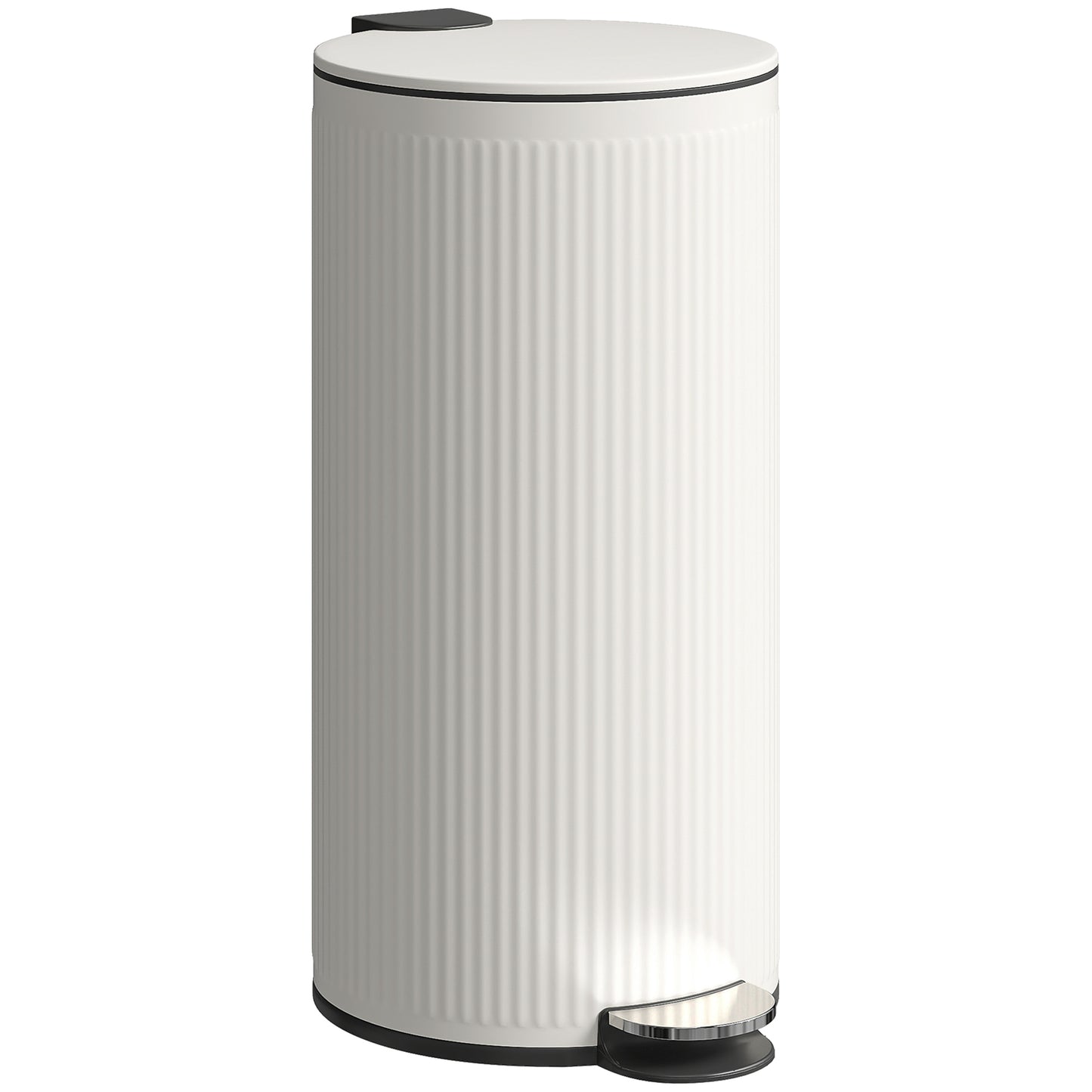 Kitchen Bin, 30 Litre Pedal Rubbish Bin with Removable Bucket, Cream