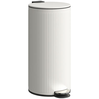 Kitchen Bin, 30 Litre Pedal Rubbish Bin with Removable Bucket, Cream