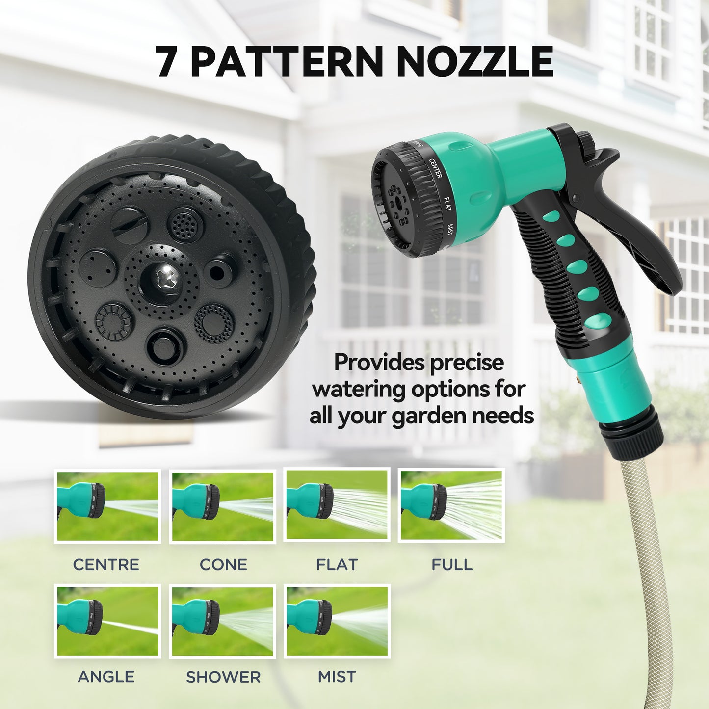 Retractable Hose Reel Wall Mounted, 20+2m Garden Hose Pipe Reel with Lock, Auto Rewind, 7 in 1 Spray Nozzle
