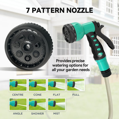 Retractable Hose Reel Wall Mounted, 20+2m Garden Hose Pipe Reel with Lock, Auto Rewind, 7 in 1 Spray Nozzle