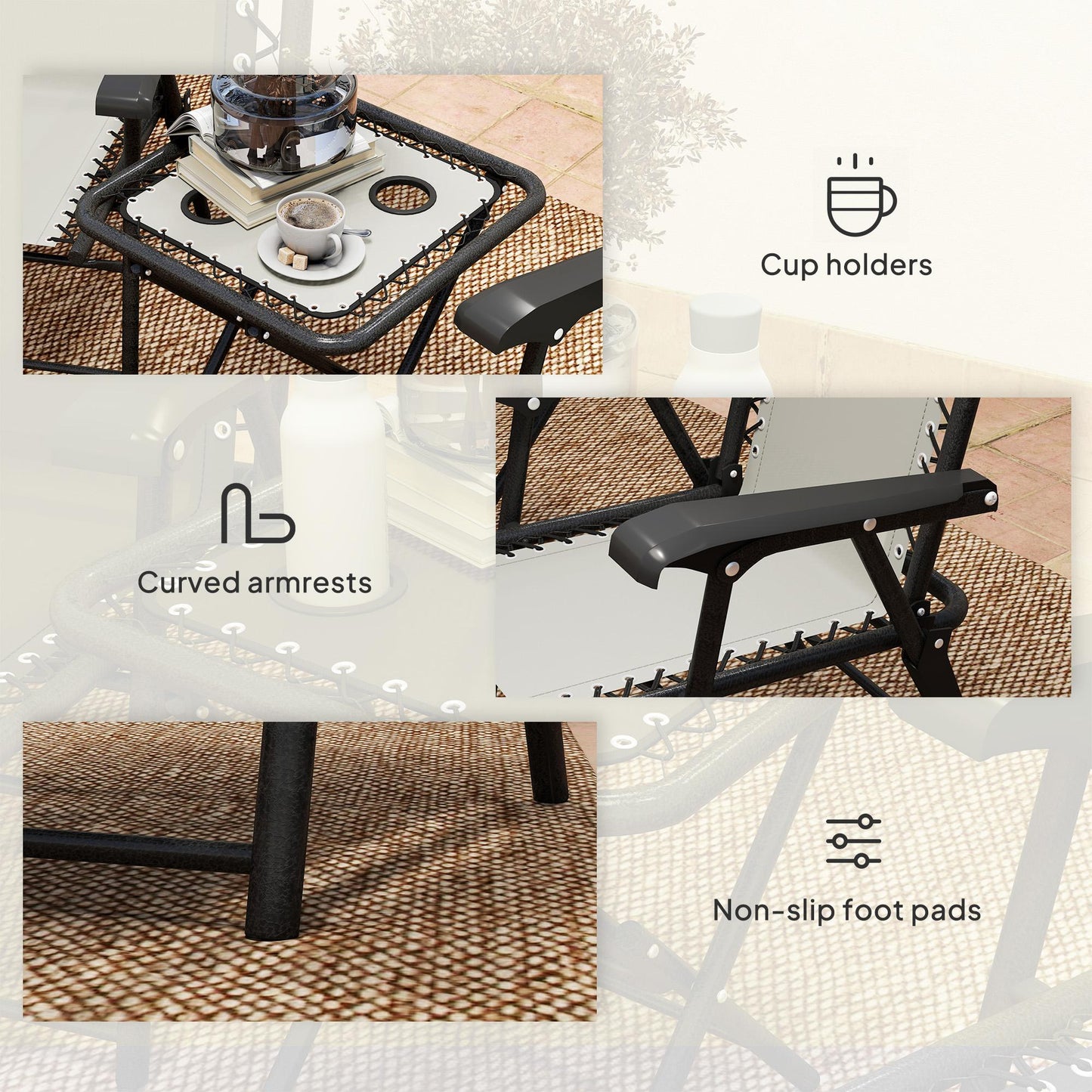 Three-Piece Garden Table and Chair Set - Cream White
