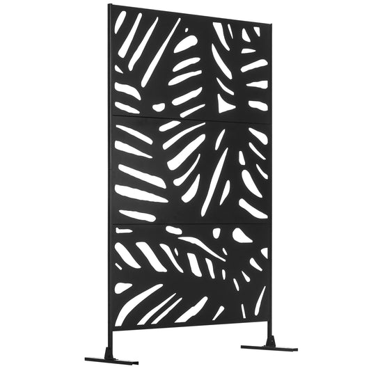 Decorative Garden Privacy Screen with Stand, 6.5FT Freestanding Metal Outdoor Divider