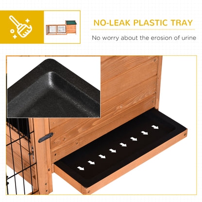 Wooden Rabbit Hutch Outdoor, Guinea Pig Hutch, Detachable Pet House Animal Cage with Openable Run & Roof Lockable Door Slide