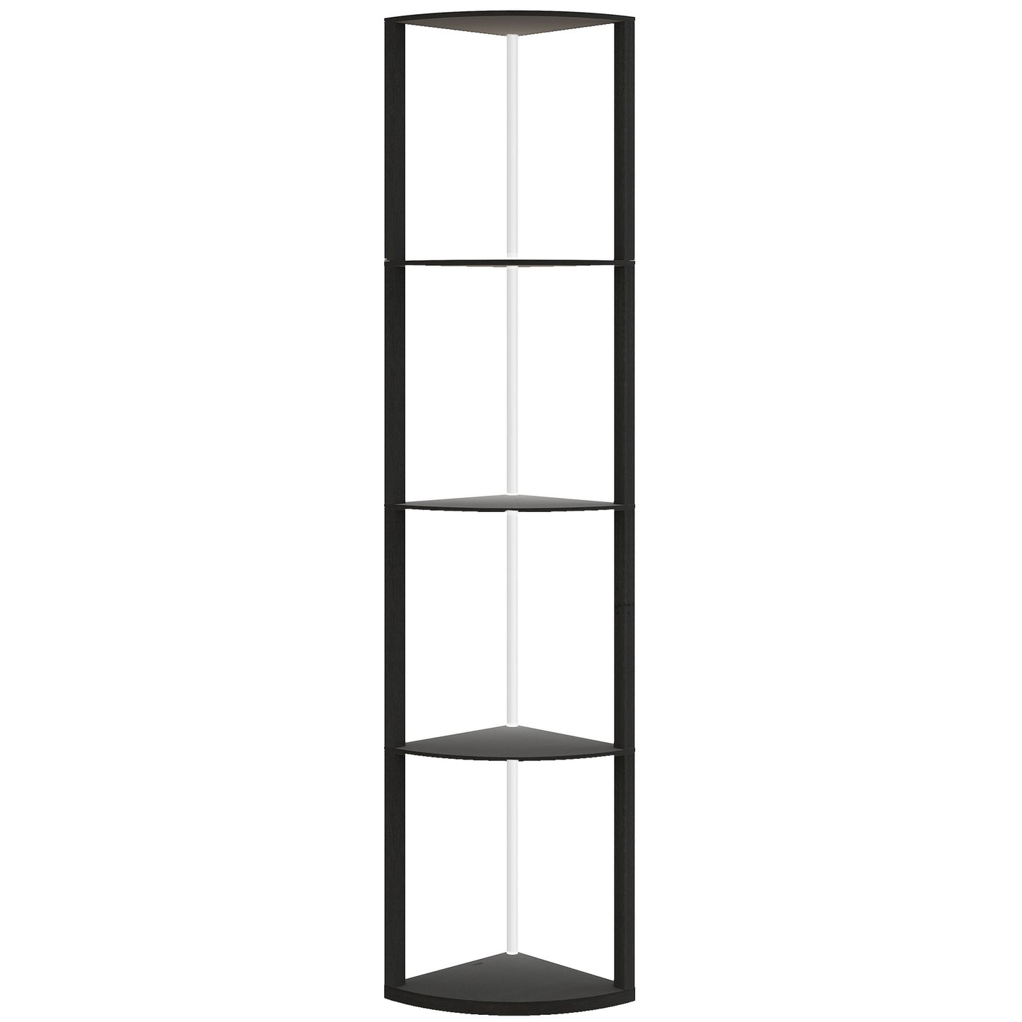 RGB LED Floor Lamp with Shelves, 4-Tier Dimmable Standing Lamp with Remote Control, Black
