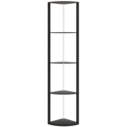 RGB LED Floor Lamp with Shelves, 4-Tier Dimmable Standing Lamp with Remote Control, Black