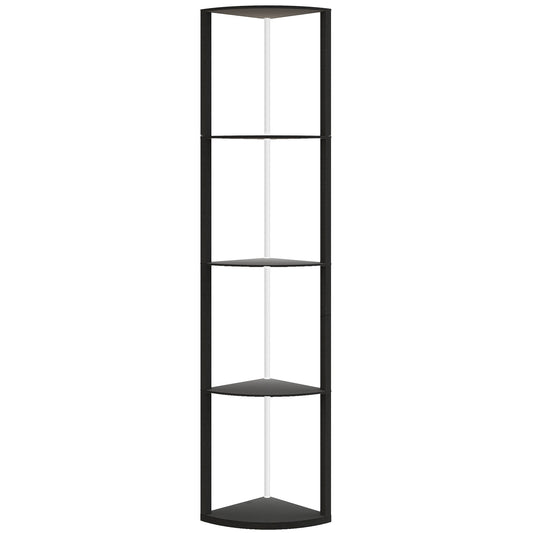 RGB LED Floor Lamp with Shelves, 4-Tier Dimmable Standing Lamp with Remote Control, Black