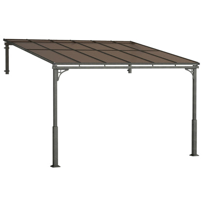 3.4 x 3 m Metal Lean-to Pergola, Wall-Mounted Garden Pergola with Polycarbonate Roof and Metal-Aluminium Frame