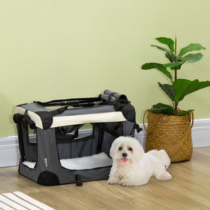 51cm Foldable Pet Carrier, with Cushion, for Mini Dogs and Cats - Grey