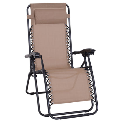 Zero Gravity Chair Metal Frame Texteline Armchair Outdoor Folding and Reclining Sun Lounger with Head Pillow for Patio Deckin