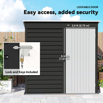 6 x 4ft Metal Garden Storage Shed, Outdoor Tool Storage Shed with Lockable Door and Gloves for Garden, Patio, Dark Grey