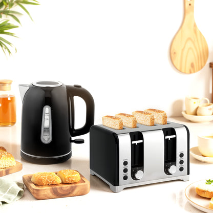 Kettle and Toaster Set, 1.7L 3000W Rapid Boil Jug Kettle with Otter Thermostat, Limescale Filter