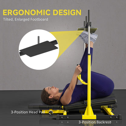 Vertical Leg Press Machine with Adjustable Leg, Back and Head Positions, 1" Standard Plate Compatible, Yellow