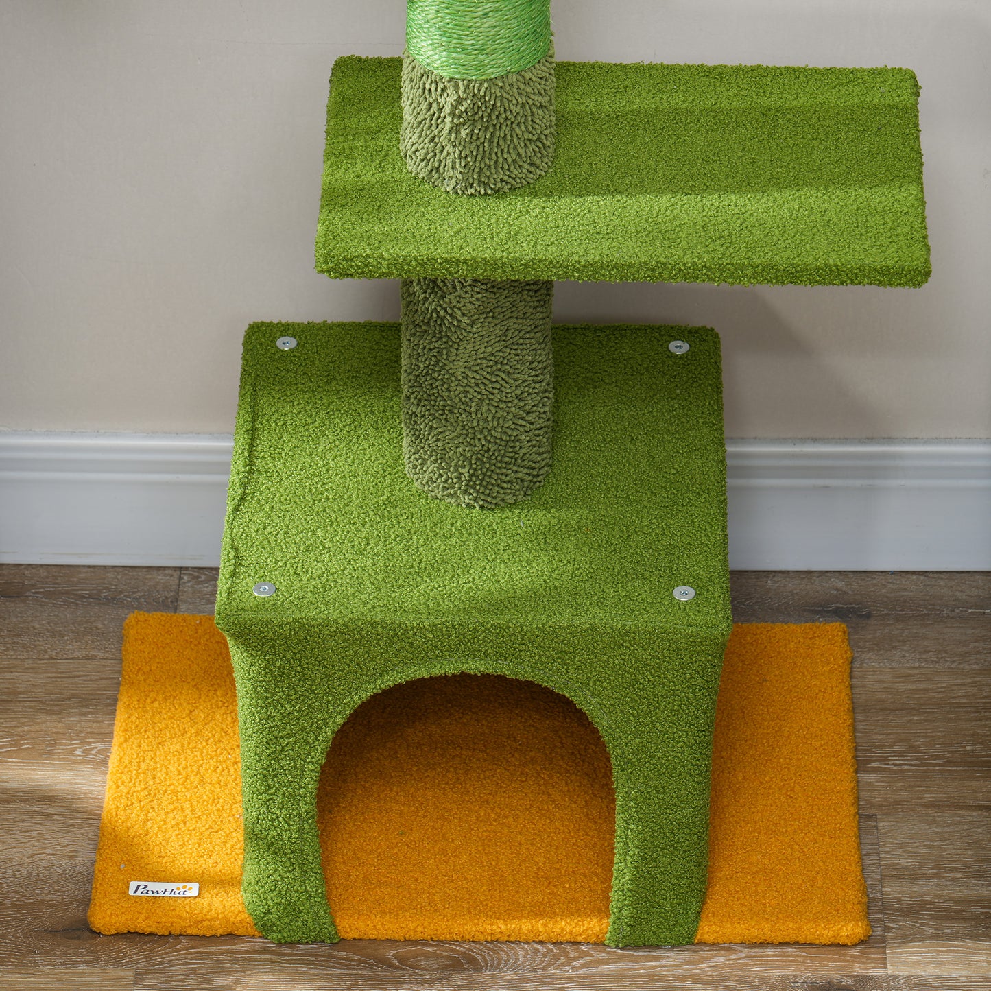 230-275cm Floor-to-Ceiling Adjustable Cat Tree with Scratching Posts, Hammock
