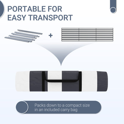 4 Pole Camping Windbreaks, Beach Wind Shield Shelter with Carry Bag and Steel Poles, 540cm x 150cm, Grey and White