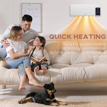 2000W Wall-Mounted Heater, 18-45°C Temperature, White