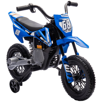 12V Kids Electric Motorbike, Kids Electric Ride on motorcycle w/ Twist Grip Throttle, Training Wheels, Blue