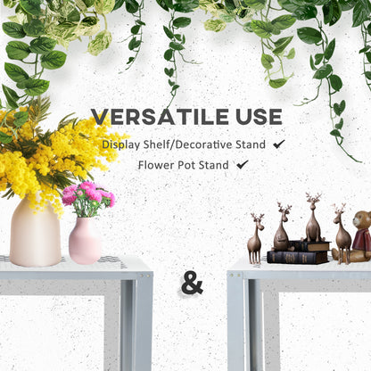 2-Tier Plant Stand, Corner Plant Shelf for Outdoor and Indoor Storage Organizer, Freestanding Flower Rack with Steel Frame