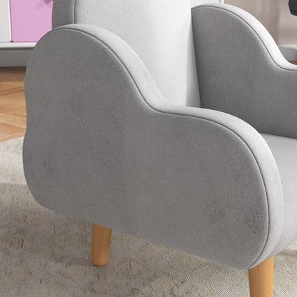 ZONEKIZ Kids Armchair Toddler Sofa Children Chair with Arm Rest, Wooden Frame, Velvet, PP Legs, Cloud Shape