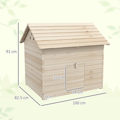 Wooden Duck House Poultry Coop for 2-4 Ducks with Openable Roof Raised Feet Air Holes Natural
