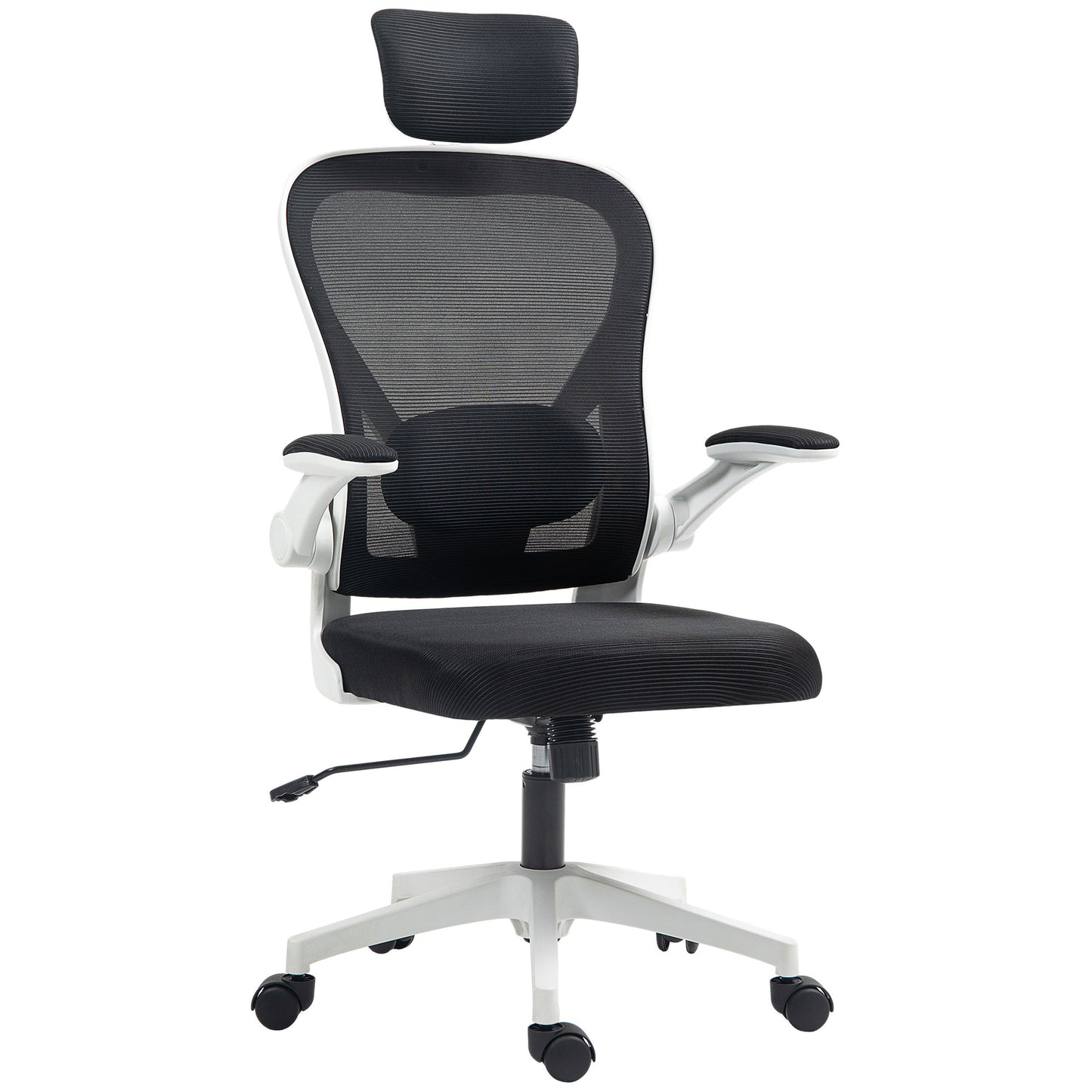 Executive Office Chair, Ergonomic Mesh High Back Desk Chair with Flip-up Armrest, Rotatable Headrest