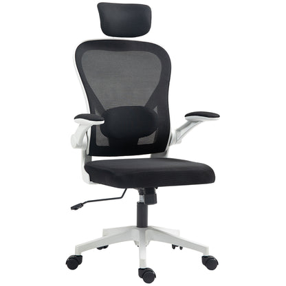 Executive Office Chair, Ergonomic Mesh High Back Desk Chair with Flip-up Armrest, Rotatable Headrest
