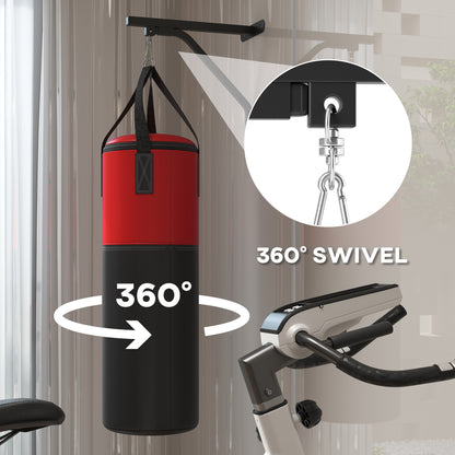 Unfilled Punching Bag Set with Boxing Bag Bracket, Boxing Gloves, Hand Wraps and 360° Swivel Hook