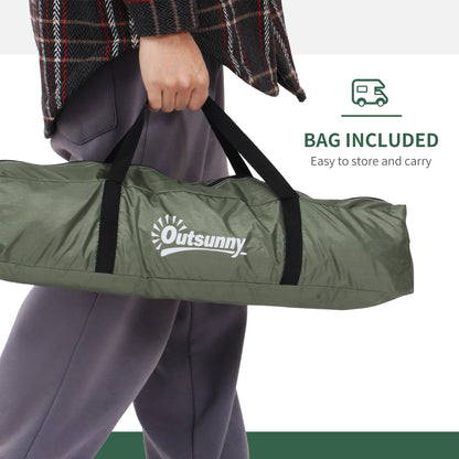 2 Person Camping Tent, Camouflage Tent with Zipped Doors, Storage Pocket, Portable Handy Bag, Dark Green