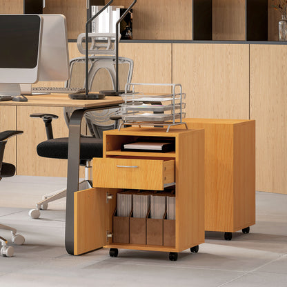 Filing Cabinet, Mobile File Cabinet with 2 Lockable Drawers, Office Home Organiser on Wheels for A4