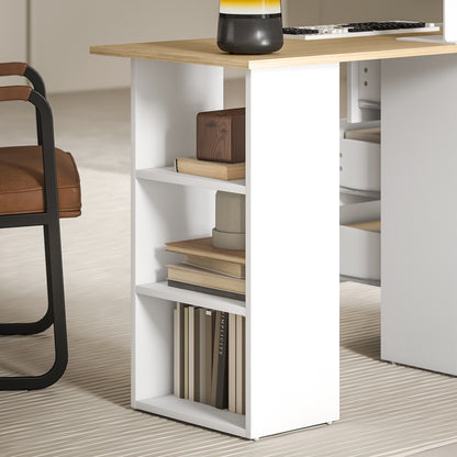Computer Desk with Drawers, Home Office Desk, Writing Table, PC Workstation with 3 Storage Shelves for Working, Study