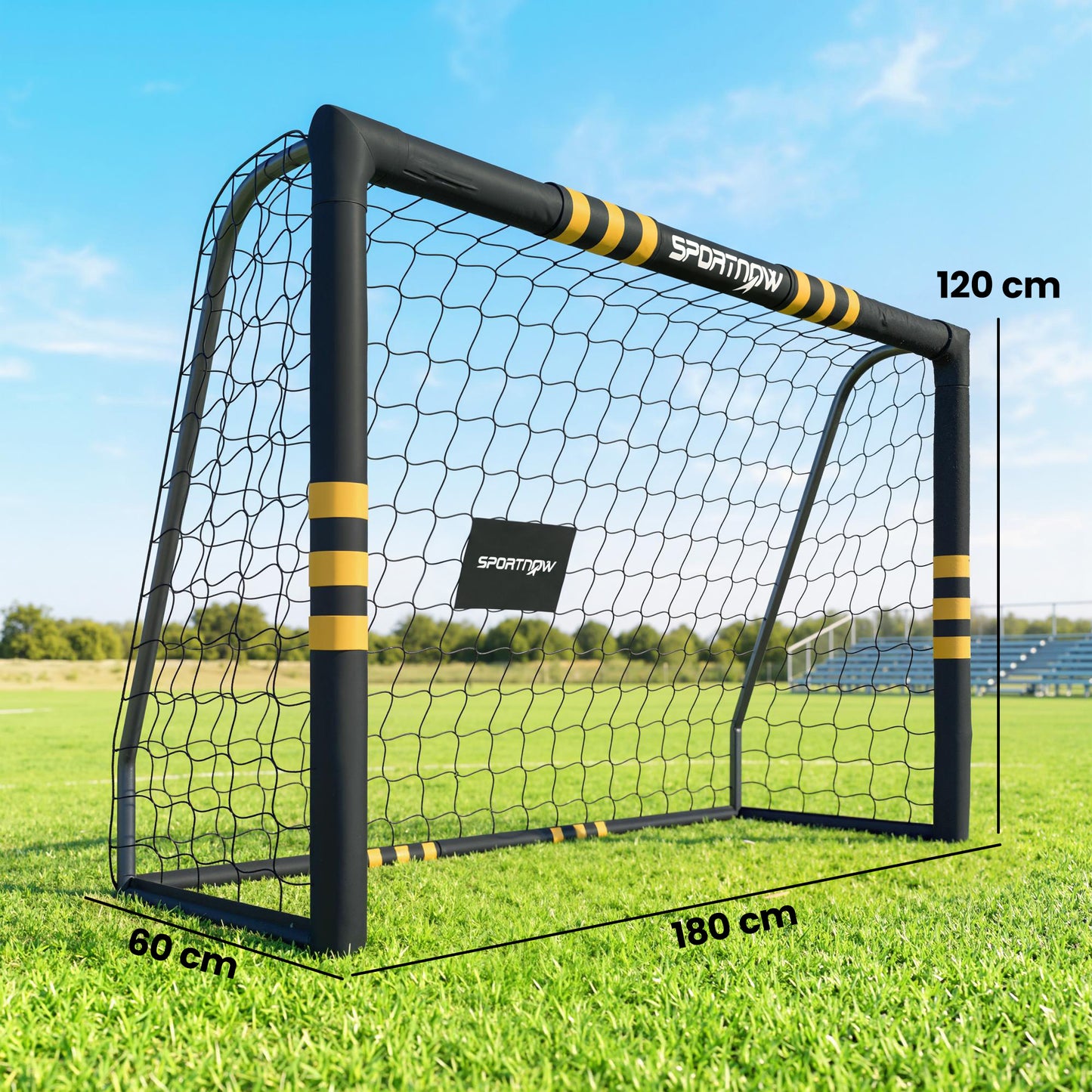 Football Goal, 6 x 4ft Portable Football Net with EPE Foam Padding, PVC Tube Covers Ground Stakes and Metal Frame