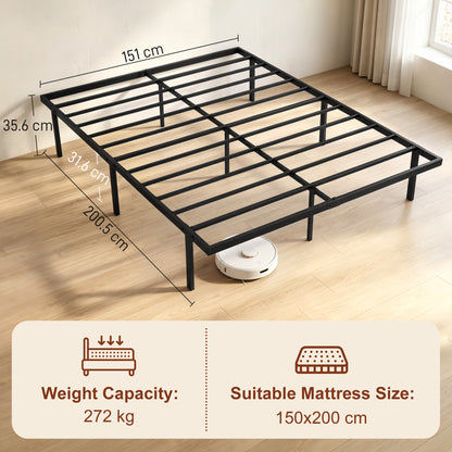 5ft King Bed Frame with Underbed Storage, Metal Platform Bed Frame with Steel Slat Support, No Box Spring Needed