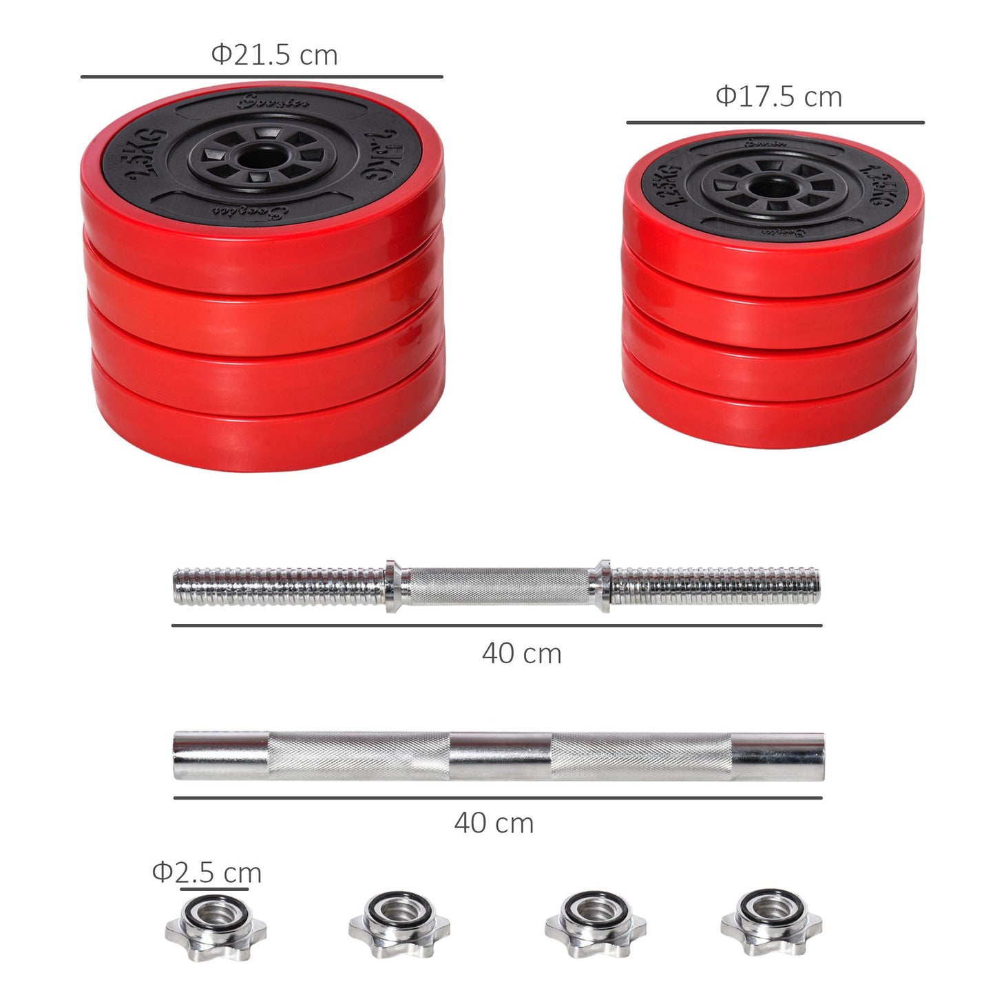 20KGS 2-In-1 Dumbbell & Barbell Adjustable Set Strength Muscle Exercise Fitness Plate Bar Clamp Rod Home Gym Sports Area