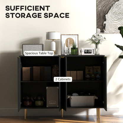 Sideboard Buffet Cabinet, Modern Kitchen Storage Cabinet with Adjustable Shelves and Metal Legs, Black
