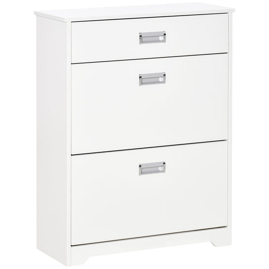 Shoe Cabinet, Slim Shoe Storage Cabinet with Drawer, 2 Flip-up Doors and Adjustable Shelf