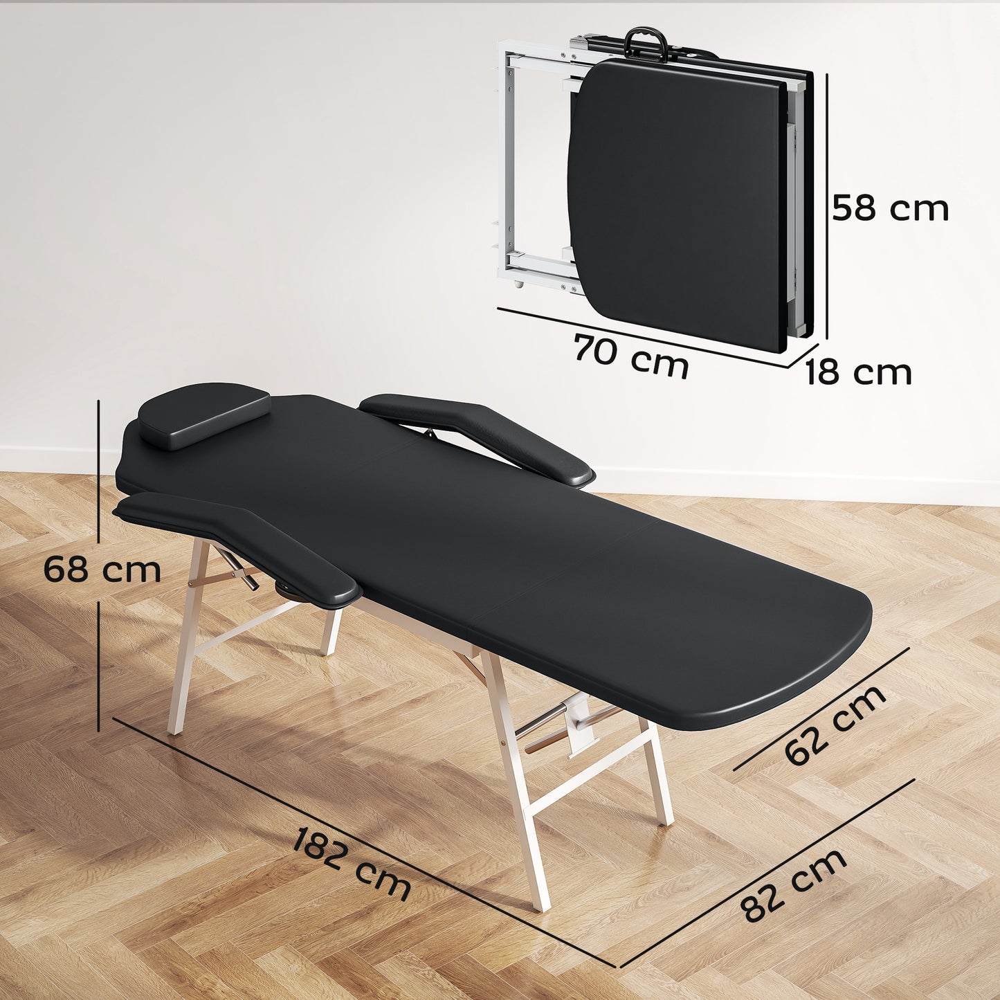 Portable Massage Table, 3 Section Adjustable Beauty Bed, Foldable Massage Bed with Face Hole, Recliner Chair