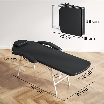 Portable Massage Table, 3 Section Adjustable Beauty Bed, Foldable Massage Bed with Face Hole, Recliner Chair