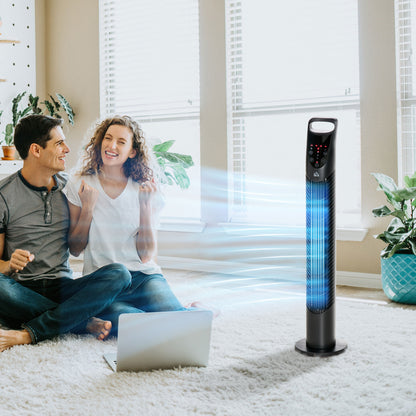31 Inch Bladeless Oscillating Tower Fan with 70° Oscillation, Remote Control, 7.5H Timer, 3 Speed 3 Modes
