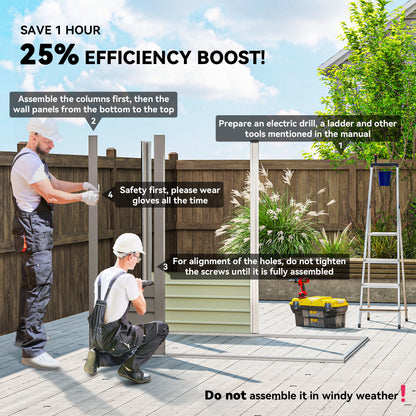 4 x 6ft Galvanised Metal Garden Shed, with Locking Door - Grey