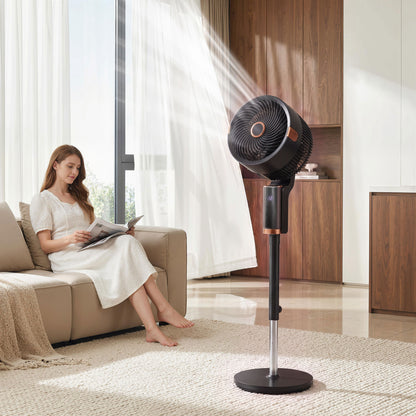 20 dB Silent Standing Fan for Bedroom, 44" Pedestal Fan with 90° Oscillating, 8 Speeds and LED Light, Black
