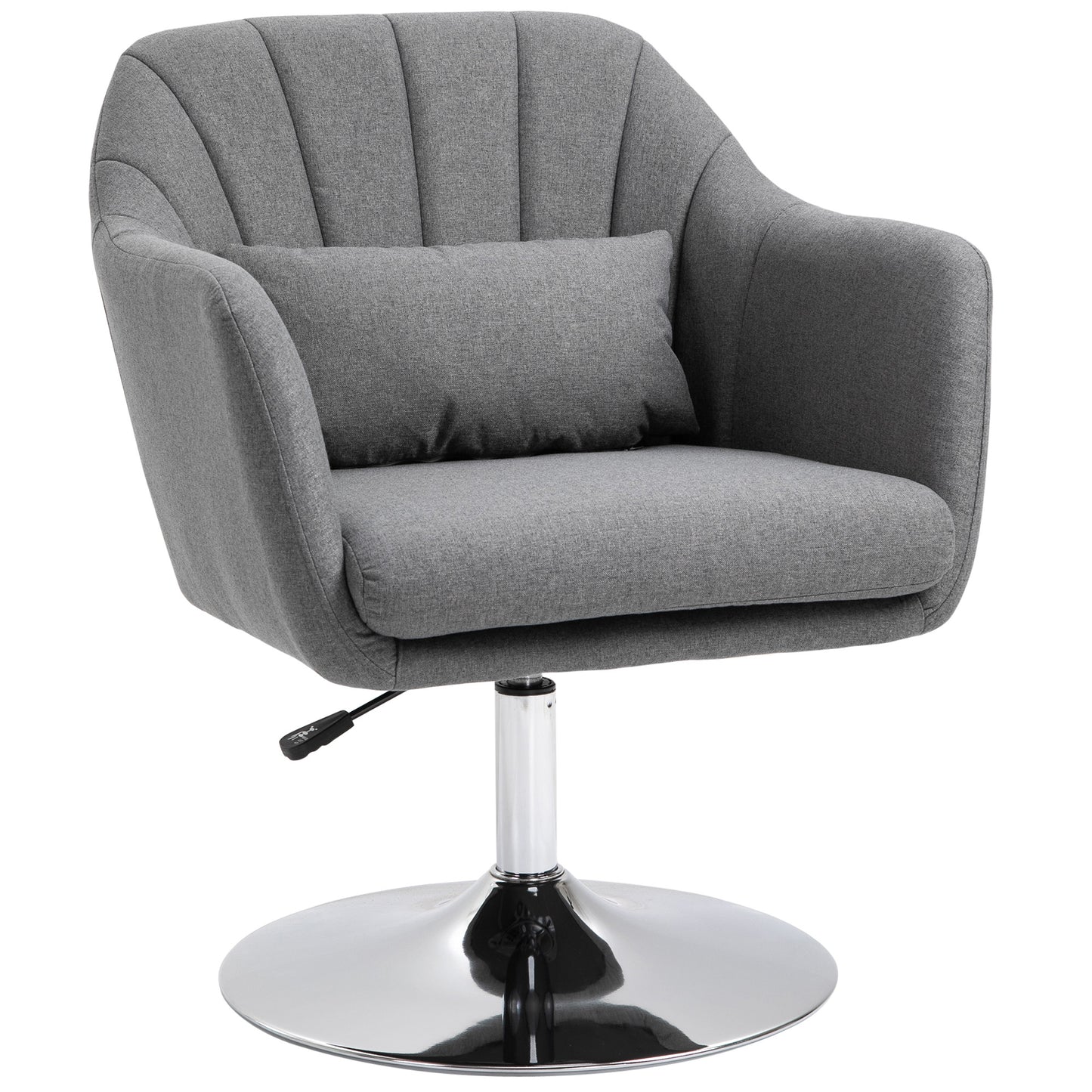 Swivel Accent Chair, Linen Fabric Tub Vanity Chair, Modern Armchair with Adjustable Height and Lumbar Support for Living Room