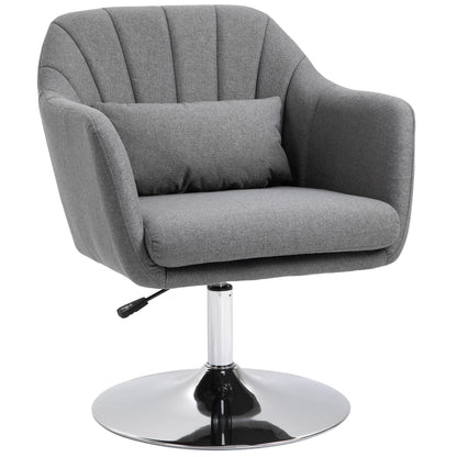 Swivel Accent Chair, Linen Fabric Tub Vanity Chair, Modern Armchair with Adjustable Height and Lumbar Support for Living Room